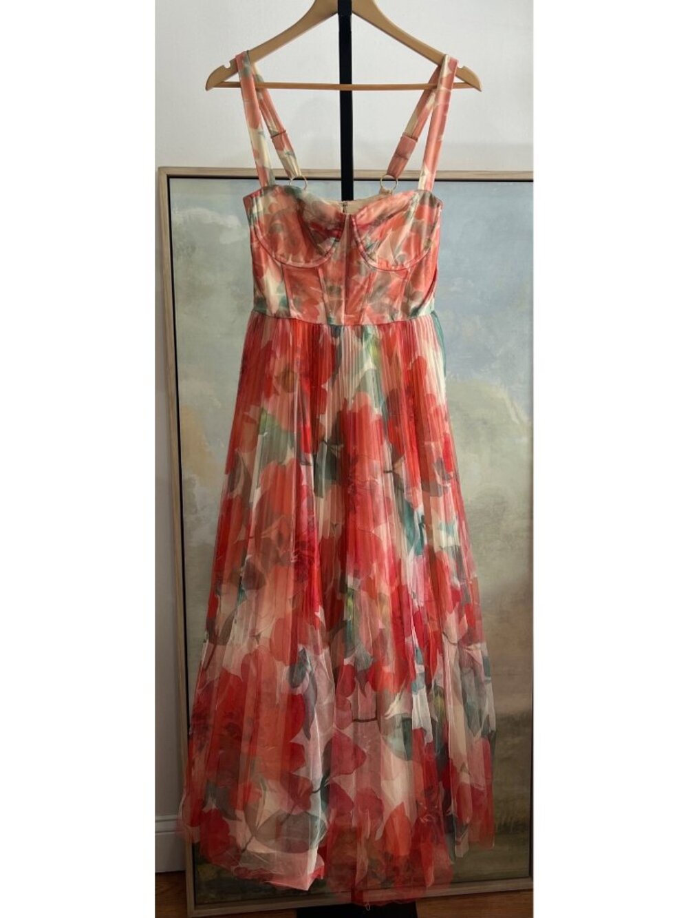 Anthropologie Hutch Macclare Gown Floral Tulle Bustier Dress Size 4 - Picture 4 of 7